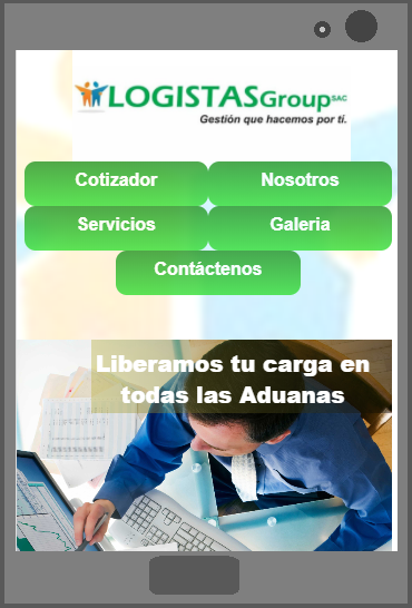 Vista del sitio desde un telefono celular